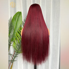 Biliy Hair 99J Colorful Wig 5x5 Frontal Straight Wave 200% density Wig NO.2 texture