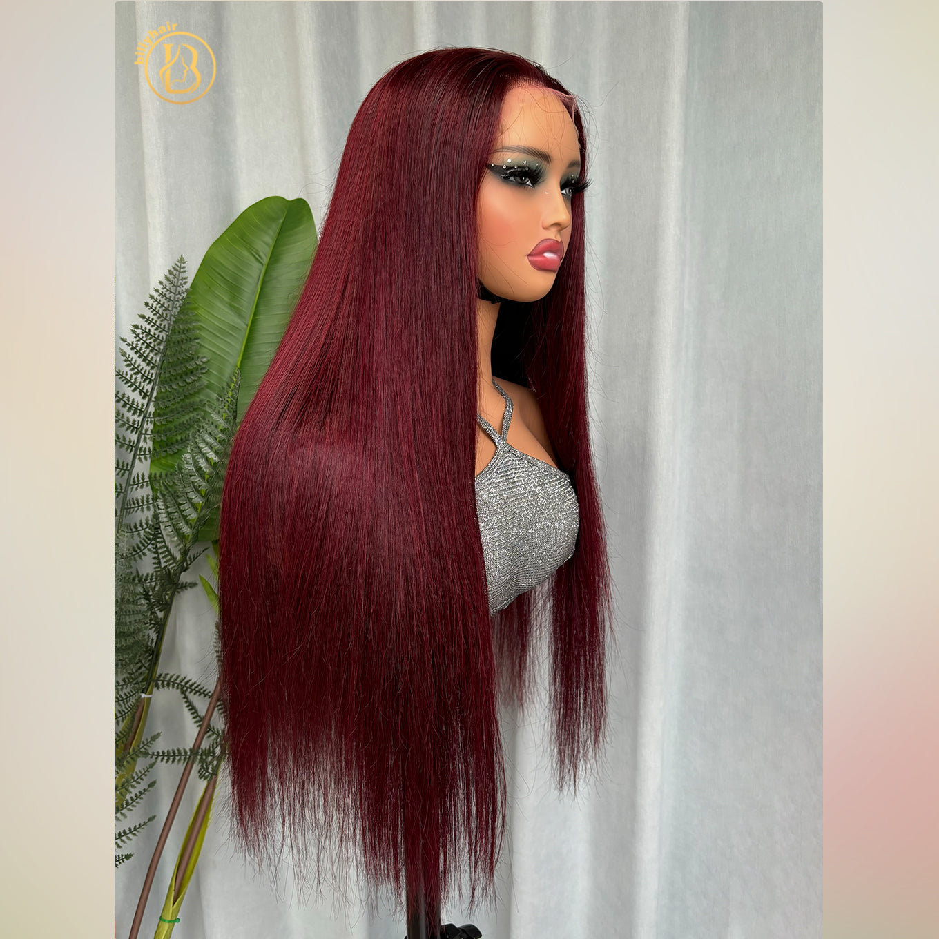 Biliy Hair 99J Colorful Wig 5x5 Frontal Straight  Wave 200% density Wig NO.2 texture