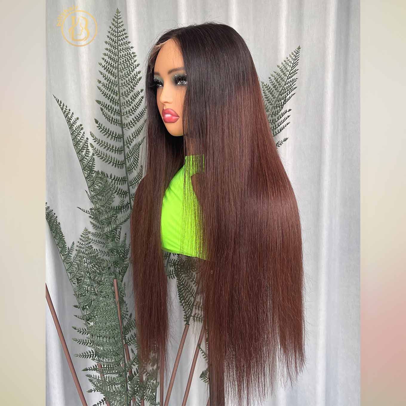 Biliy Hair #1b/4 Colorful Wig 6x6 Frontal Straight  Wave 200% density Wig NO.2 texture