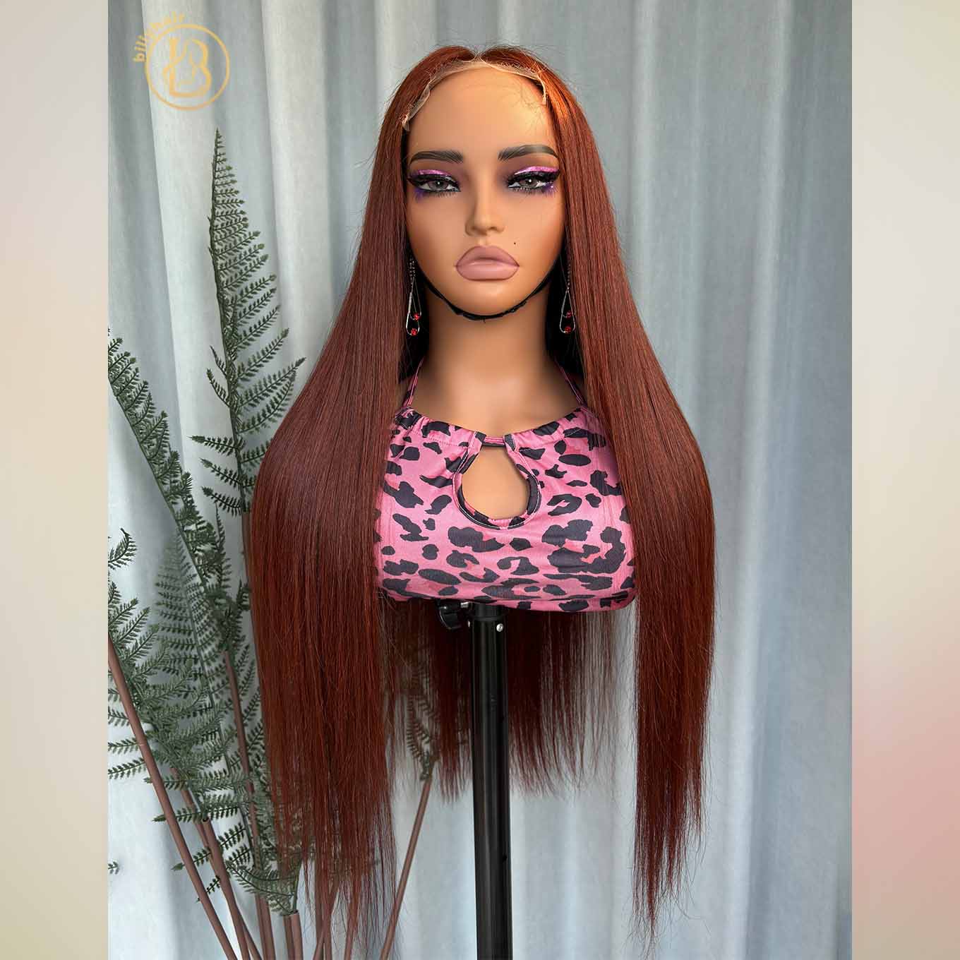 Biliy Hair #33 Colorful Wig 5x5 Frontal Straight  Wave 200% density Wig NO.2 texture