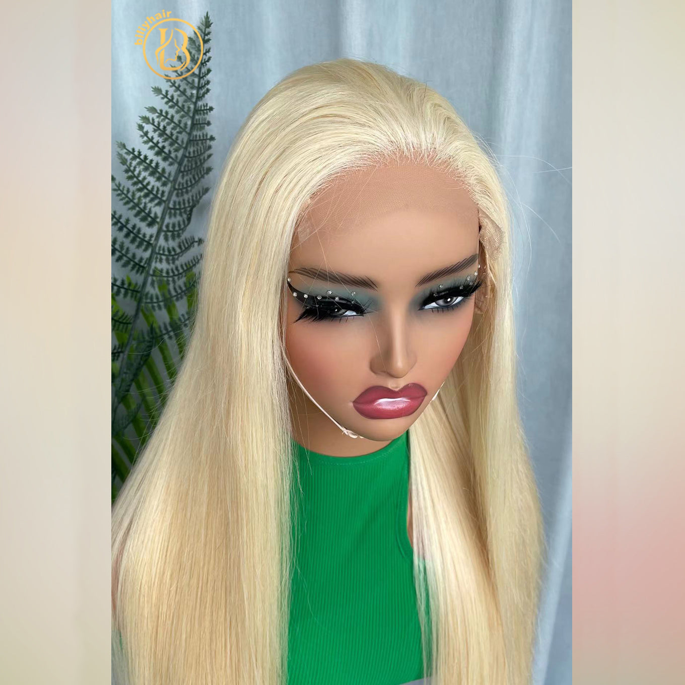 Biliy Hair 613 5x5  Wig  Staight Wave 4 bundles 220% density Wig NO.2 texture